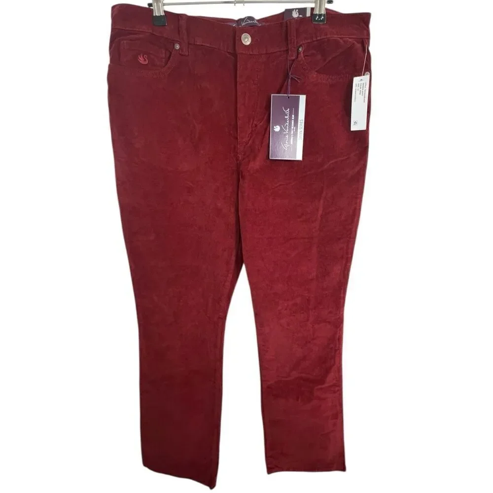 NWT Gloria Vanderbilt Maroon Corduroy Amanda Bootcut Pants